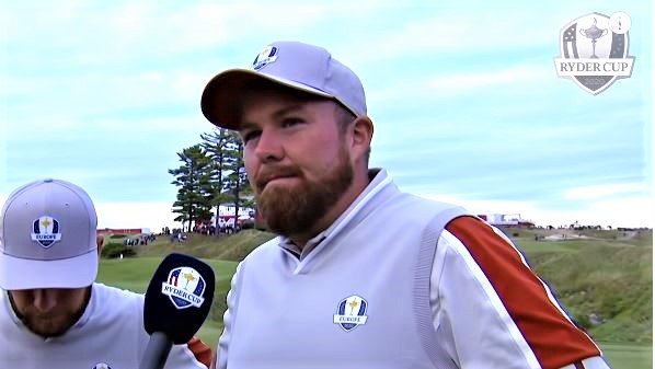 Shane Lowry being interviewed at the Ryder Cup (YouTube)