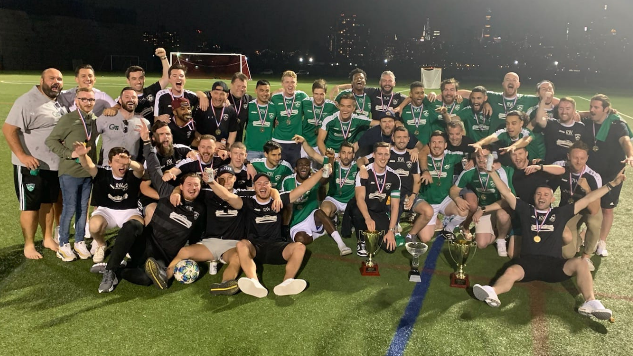 NY Shamrocks First and Reserve teams celebrate winning their respective leagues last season