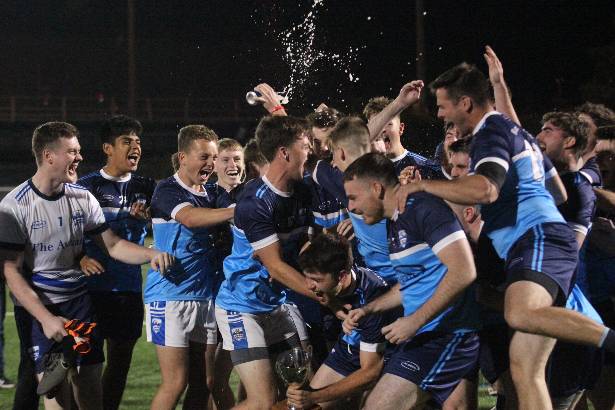 Rangers GFC players celebrate winning the 2021 New York Junior B Football Final (Photo by Sharon Redican)