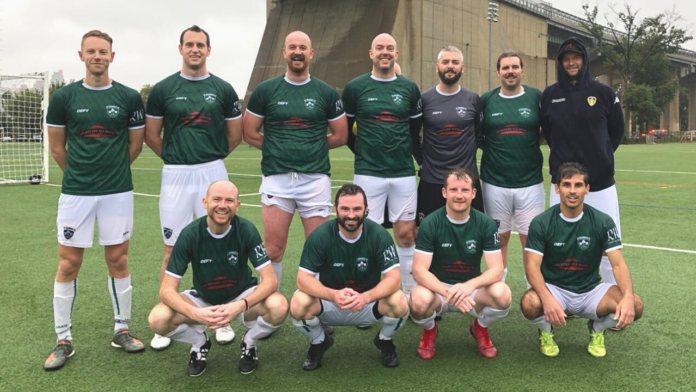 The Shamrocks Over 30s team that cruised to a 2-0 over Desportiva Sociedad at Randall's Island Sunday .