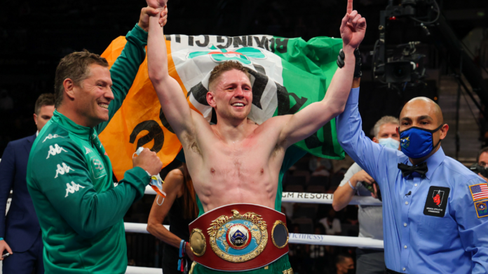 Jason Quigley after defeating Shane Mosley Jr on May 29, 2021 at Michelob Ultra Arena at Mandalay in Las Vegas, Nevada. (Credit: Ed Mulholland/Matchroom)