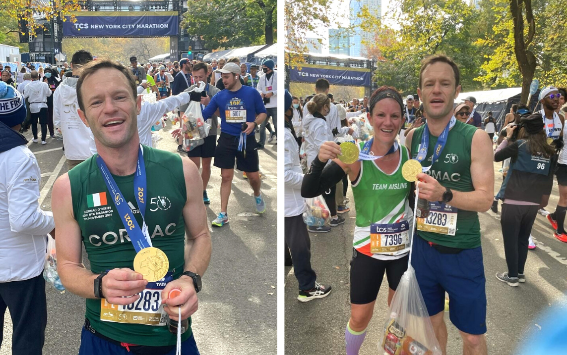 Cormac O'Keeffe and Valerie Tangney of Team Aisling at the finish line (Photos provided by Cormac O'Keeffe)