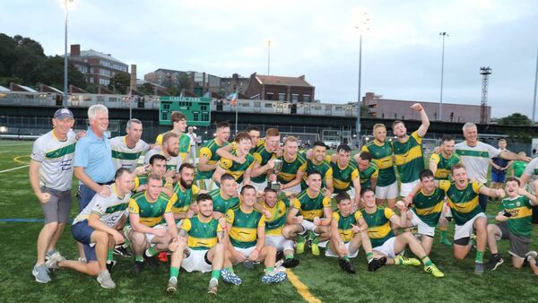 History was made at Gaelic Park Sunday as St. Barnabas became the first team made up of all American born players to win the New York senior football championship (Photo by Michael Dorgan)