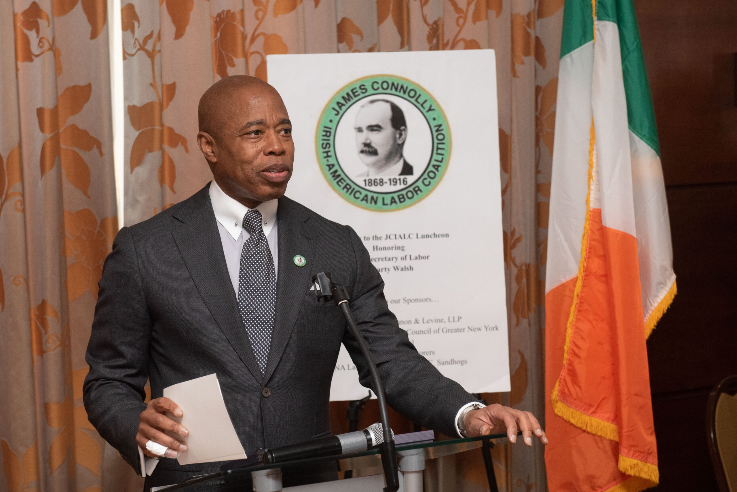 Mayor Eric Adams participates in the James Connolly Irish American Labor Coalition Luncheon in Midtown Manhattan on Wednesday, March 16, 2022. Michael Appleton/Mayoral Photography Office
