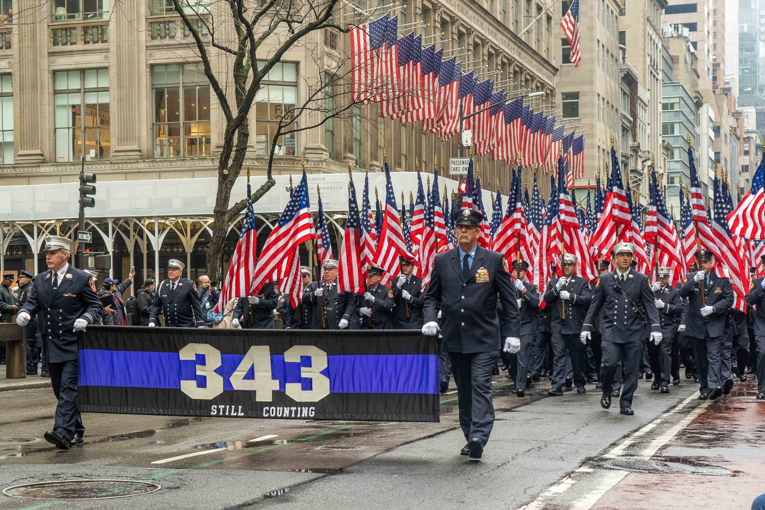 Acting FDNY Commissioner Laura Kavanagh, Acting Chief of Department John Hodgens and FDNY members marched in the New York City Saint Patricks Day Parade along Fifth Avenue in Manhattan.