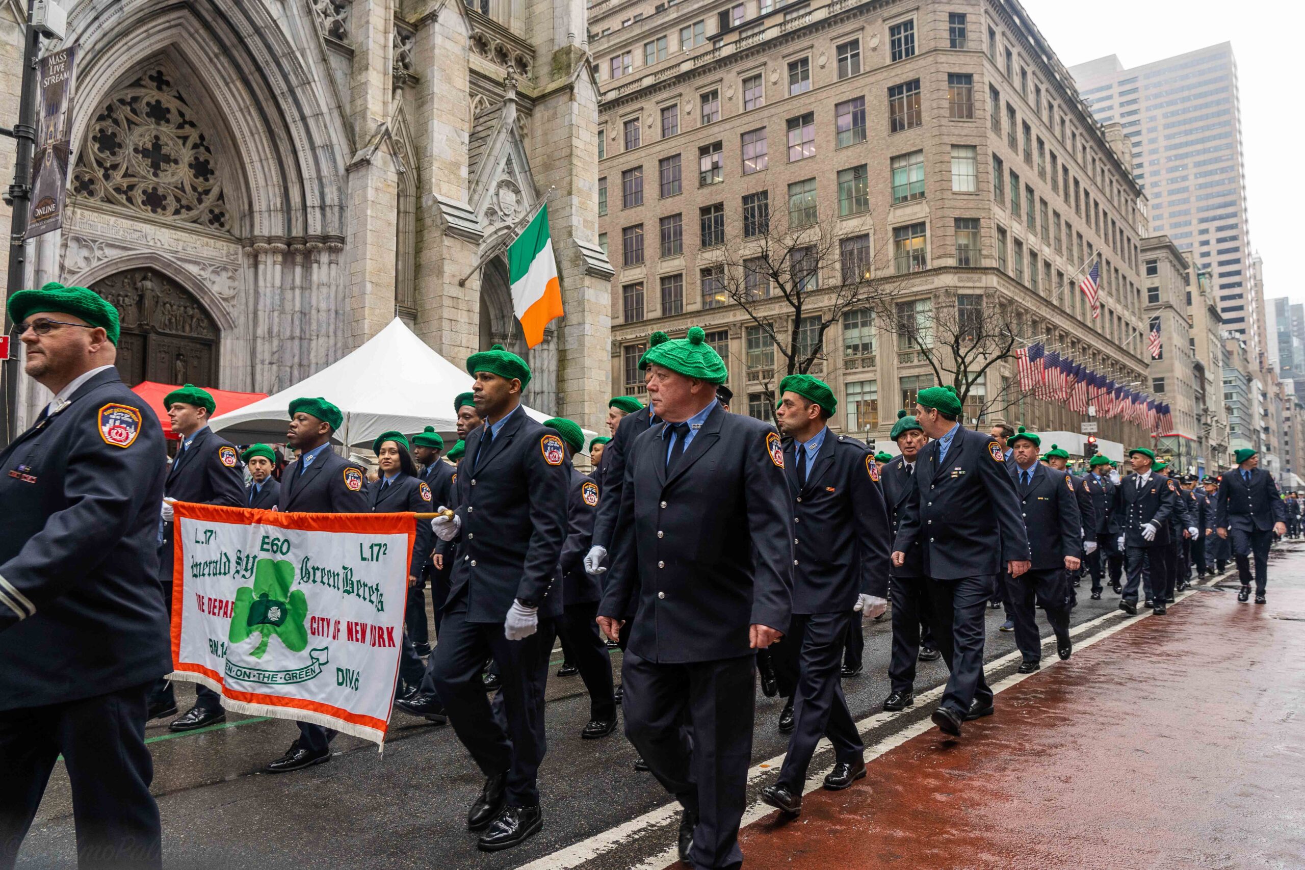 FDNY members marching in the New York City St. Patrick's Day Parade along Fifth Avenue in Manhattan. (Photo: FDNY)